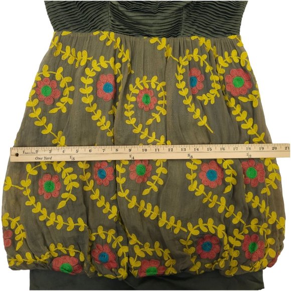 Nikka Strapless Floral Embroidered Top Mini Dress Womens Size 4 Side Zip - Picture 5 of 16